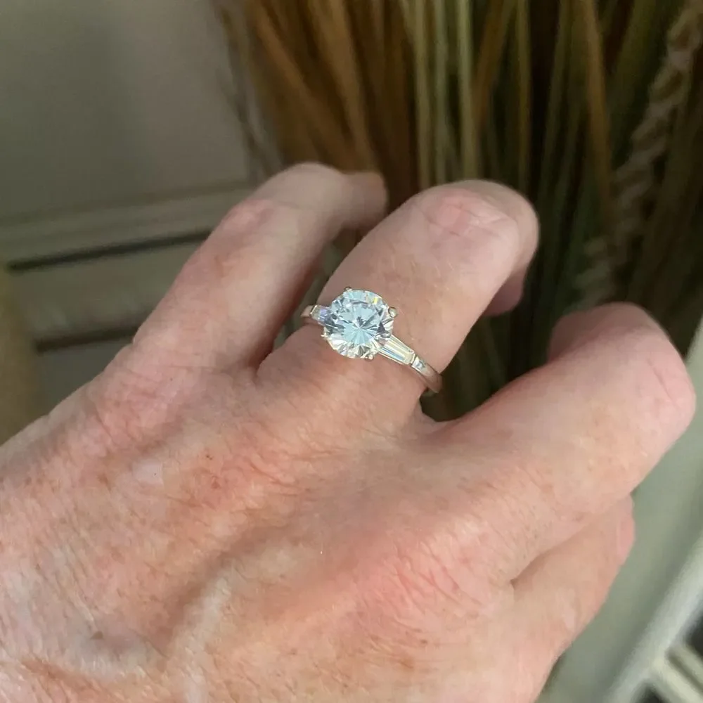 Sterling Silver CZ Engagement Ring Size 10